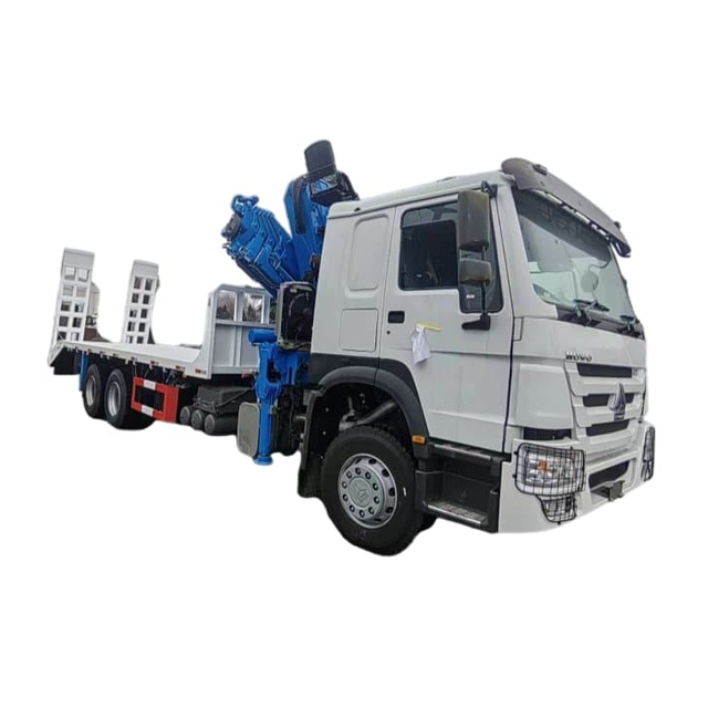 Howo 6x4 8t شاحنة مسطحة مطوية مع سلم هيدروليكي