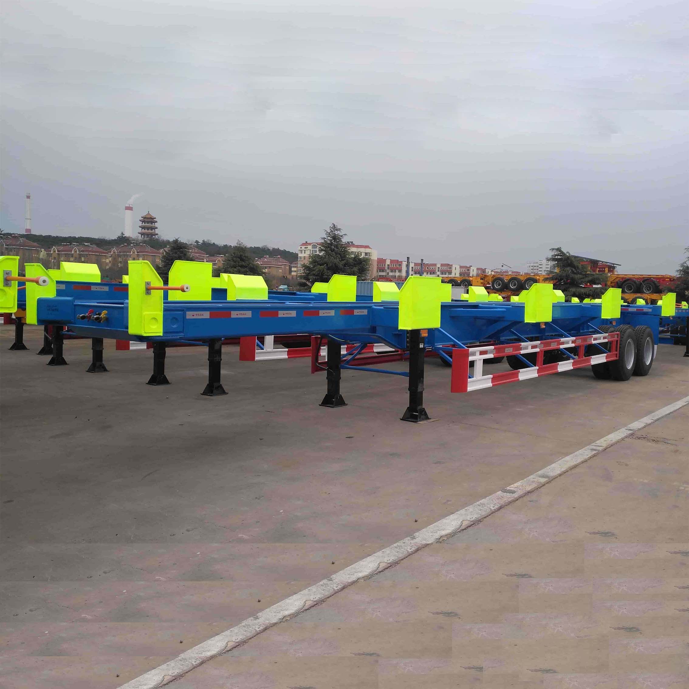 2 محاور 40FT حاوية الهيكل العظمي الطرفية نصف مقطورة