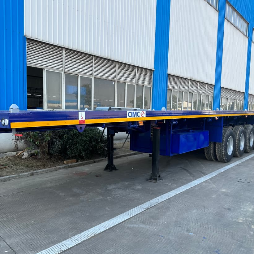 CIMC 3 محاور 60T مسطح الحاوية مقطورة 3