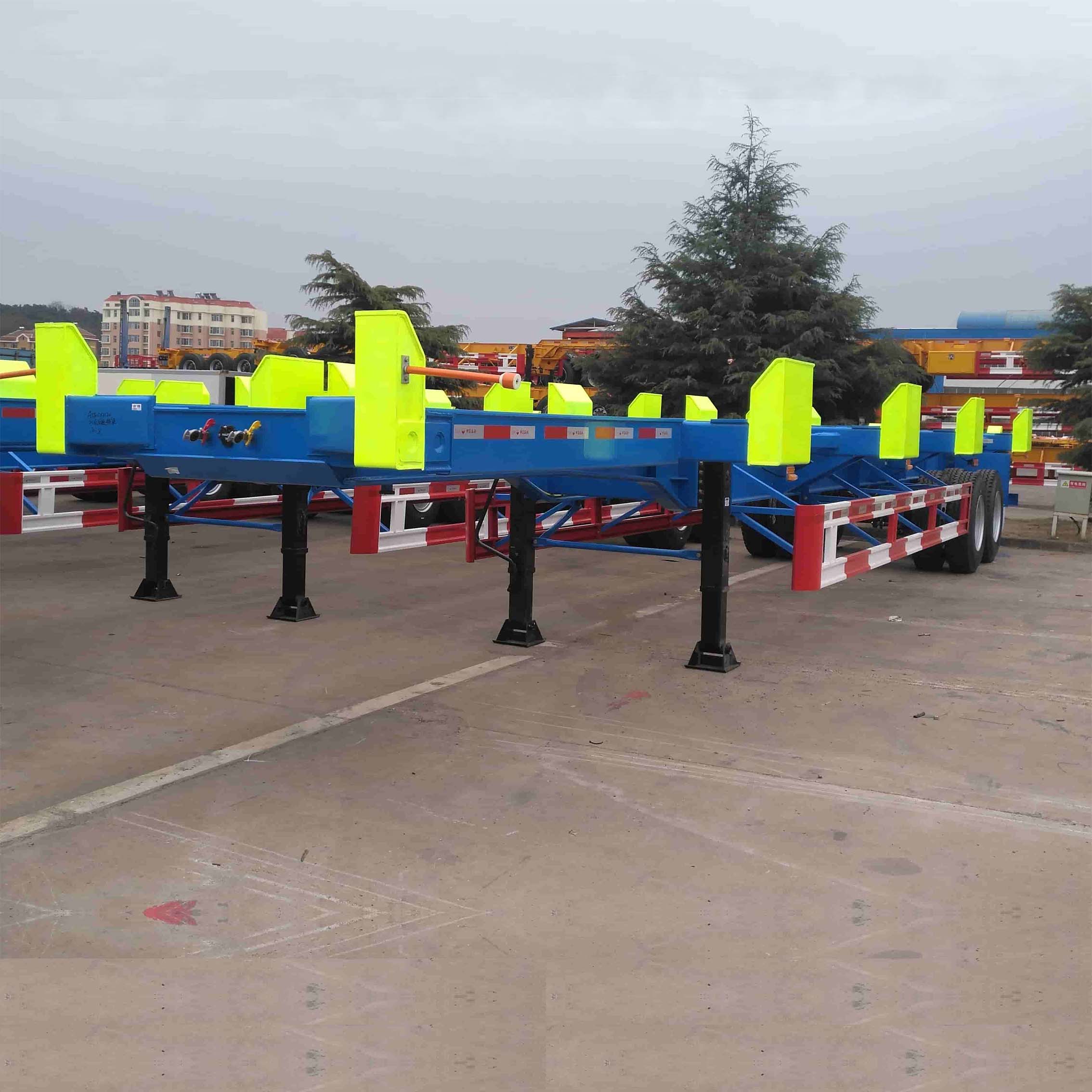 2 محاور 40FT حاوية الهيكل العظمي الطرفية نصف مقطورة