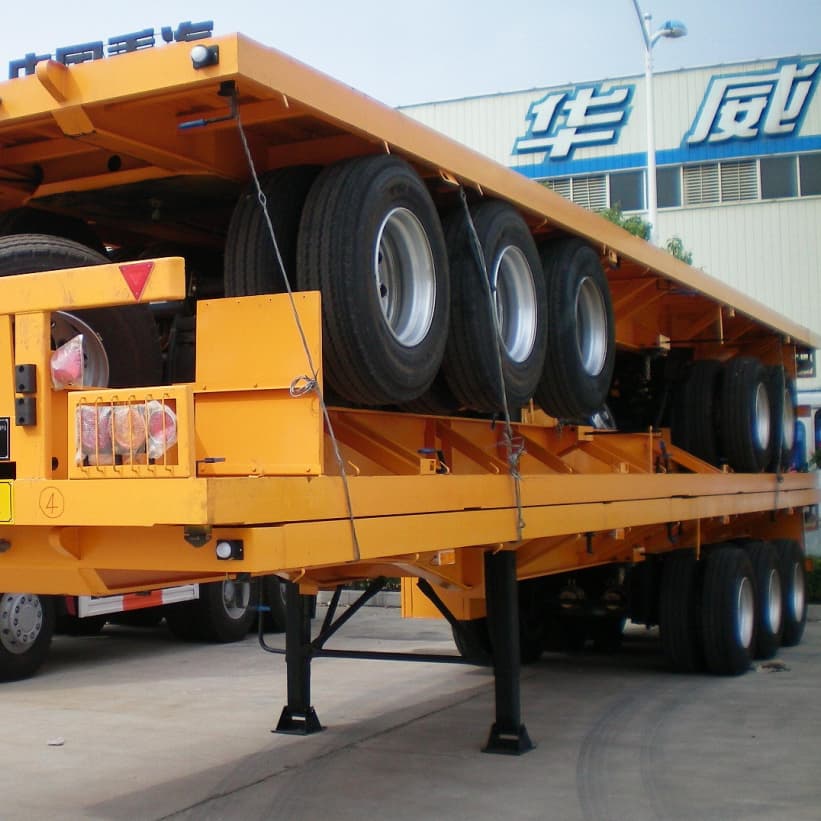 CIMC 3 Axles 60t مسطح حاوية مقطورة 4 